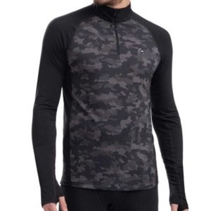 Paradox Mens 3/4 Zip Pullover Camouflage Black and Grey Small